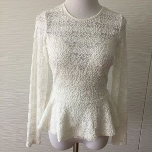 Bebe Lace Peplam Top in White